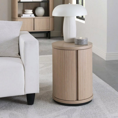Xample Bentley Designs Vega Scandi Light Oak Side Table, White Oak Veneer, Wooden End Table With Lower Shelf, Living Room Furniture - image 1