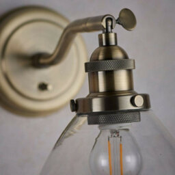 Ceiling Pendant & 2X Matching Wall Light Pack Antique Brass & Clear Glass Shade - thumbnail 5
