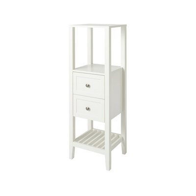 GoodHome Perma Tall Satin White Bathroom Cabinet (H)120Cm (W)40.2Cm - image 1