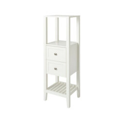 GoodHome Perma Tall Satin White Bathroom Cabinet (H)120Cm (W)40.2Cm - thumbnail 1