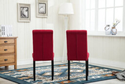 Set Of 2 Tufted Button Back Fabric Dining Chairs Red By Mcc Direct - thumbnail 3
