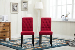 Set Of 2 Tufted Button Back Fabric Dining Chairs Red By Mcc Direct - thumbnail 4
