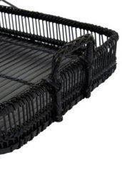 Premier Housewares Interiors By Premier Rustc Rectangular Black Rattan And Bamboo Tray - thumbnail 5