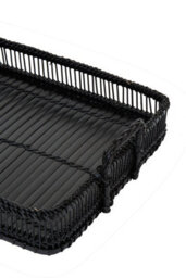 Premier Housewares Interiors By Premier Rustc Rectangular Black Rattan And Bamboo Tray - thumbnail 4