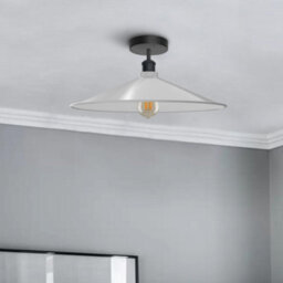 Semi Flush Mount Ceiling Light Metal Flat Shape E27 Base Ceiling Lighting Fixture For Living Room Kitchen Farmhouse With Bulb - thumbnail 4