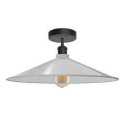 Semi Flush Mount Ceiling Light Metal Flat Shape E27 Base Ceiling Lighting Fixture For Living Room Kitchen Farmhouse With Bulb - thumbnail 9