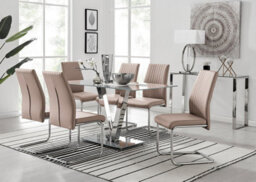 Furniturebox Uk Florini V Grey Dining Table And 6 Cappuccino Lorenzo Chairs