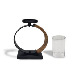 Tall Loop Candle Holder Lantern Ornament And Home Accessory In Black Natural 55Cm Height - thumbnail 3