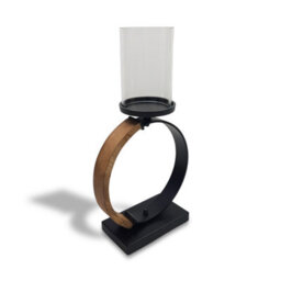 Tall Loop Candle Holder Lantern Ornament And Home Accessory In Black Natural 55Cm Height - thumbnail 2