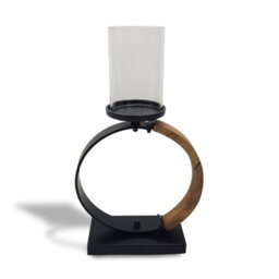 Tall Loop Candle Holder Lantern Ornament And Home Accessory In Black Natural 55Cm Height