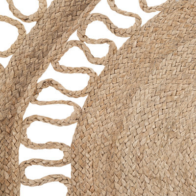 Beliani Round Area Rug Braided 120 Cm Beige Dikili - image 1