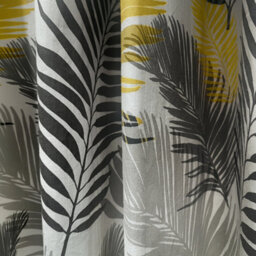 Fusion Tropical Exotic Palm Leaf Print 100% Cotton Yellow Eyelet Curtains - thumbnail 3