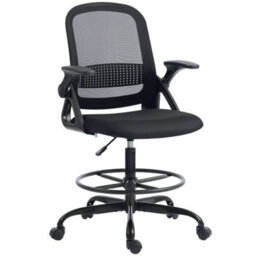 Mesh Painting Chair, Rolling Desk Chair With Flip Up Armrests, Black - thumbnail 4