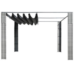 Walplus Gazebo With Roof Poly Rattan 300X300X200 Cm Grey And Anthracite - thumbnail 2