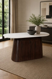 Farleigh Oval White Marble Dining Table 170Cm With Storage
