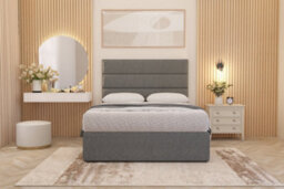 Somnior Beds Somnior Chambery Silver Linen Hybrid Pocket Sprung Orthopaedic Divan Bed Set With Upholstered Headboard