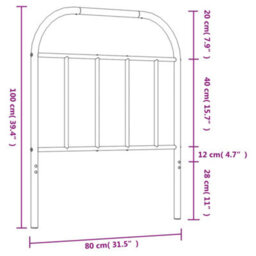 Berkfield Metal Headboard White 75 Cm - thumbnail 7