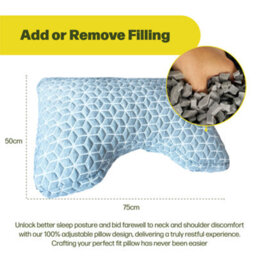 Brightr Sleep Brightr Moonhug Adjustable Memory Foam Pillow - Best Neck Pain & Side Sleeper Pillow - Hypoallergenic - Ergonomic Contoured Shape - thumbnail 4