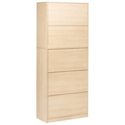 Wyld And Coco Novahome Two-Door Bookcase White And Light Brown, Tall Open Shelves And Concealed Cupboard - thumbnail 5