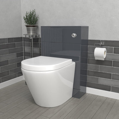 Nes Home Modern 500mm Back To Wall Rimless Toilet With Wc Unit Anthracite - image 1