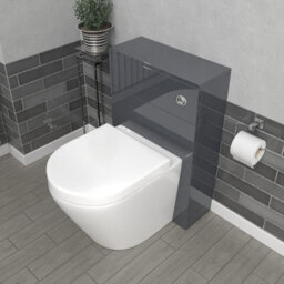 Nes Home Modern 500mm Back To Wall Rimless Toilet With Wc Unit Anthracite - thumbnail 4