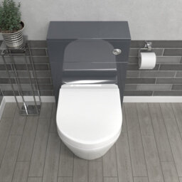 Nes Home Modern 500mm Back To Wall Rimless Toilet With Wc Unit Anthracite - thumbnail 3