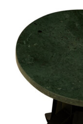 Orsina 3 Leg Bar Stool With Green Marble Top, Plush Black Finish Metallic Counter Seat, Sleek Adjustable Stool - thumbnail 4