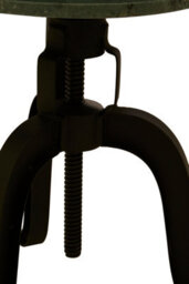 Orsina 3 Leg Bar Stool With Green Marble Top, Plush Black Finish Metallic Counter Seat, Sleek Adjustable Stool - thumbnail 5