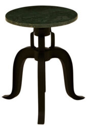 Orsina 3 Leg Bar Stool With Green Marble Top, Plush Black Finish Metallic Counter Seat, Sleek Adjustable Stool - thumbnail 2