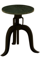 Orsina 3 Leg Bar Stool With Green Marble Top, Plush Black Finish Metallic Counter Seat, Sleek Adjustable Stool - thumbnail 3