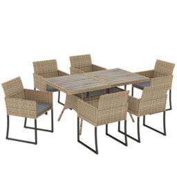 Outsunny Rattan Garden Furniture Set, Rattan Table And Chairs With Cushions - thumbnail 2