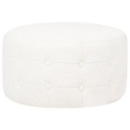 Wyld And Coco White Boucle Round Pouffe - Button-Tufted Footstool Ottoman For Living Room, 55Cm - thumbnail 1