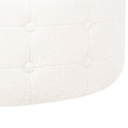 Wyld And Coco White Boucle Round Pouffe - Button-Tufted Footstool Ottoman For Living Room, 55Cm - thumbnail 6