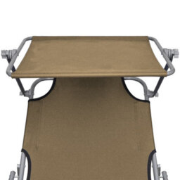 Berkfield Folding Sun Lounger With Canopy Taupe Aluminium - thumbnail 6