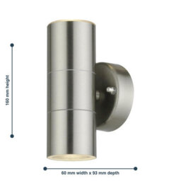 First Choice Lighting Blaze Stainless Steel Outdoor Up Down Wall Light - thumbnail 4