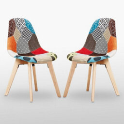 Life Interiors Patchwork Halo Round Dining Set With Black Round Dining Table And Set Of 2 Multicolored Fabric Chairs - thumbnail 3