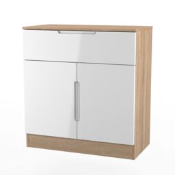 Messina Ready Assembled Gloss Bardolino Oak Effect 1 Drawer Sideboard (H)785mm (W)740mm (D)385mm - thumbnail 3