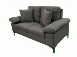Kosy Koala Modern Two Seater Sofa Grey Fabric With Chrome Feet - Comfortable Couch With Cushion For Living Room, Bedroom Or Office - thumbnail 3