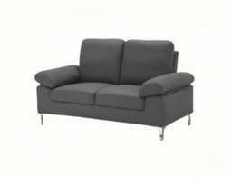 Kosy Koala Modern Two Seater Sofa Grey Fabric With Chrome Feet - Comfortable Couch With Cushion For Living Room, Bedroom Or Office