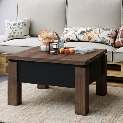 Heze Furniture Ozma 2 In 1 Extending Coffee / Dining Table 90-180Cm - Brown Oak / Black - image 1