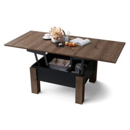 Heze Furniture Ozma 2 In 1 Extending Coffee / Dining Table 90-180Cm - Brown Oak / Black - thumbnail 8
