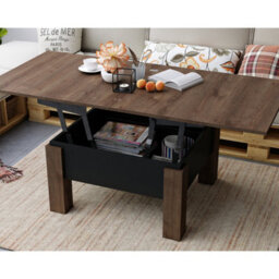 Heze Furniture Ozma 2 In 1 Extending Coffee / Dining Table 90-180Cm - Brown Oak / Black - thumbnail 4