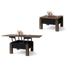 Heze Furniture Ozma 2 In 1 Extending Coffee / Dining Table 90-180Cm - Brown Oak / Black - thumbnail 6