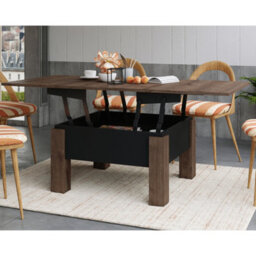 Heze Furniture Ozma 2 In 1 Extending Coffee / Dining Table 90-180Cm - Brown Oak / Black - thumbnail 2