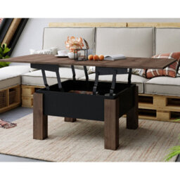 Heze Furniture Ozma 2 In 1 Extending Coffee / Dining Table 90-180Cm - Brown Oak / Black - thumbnail 3