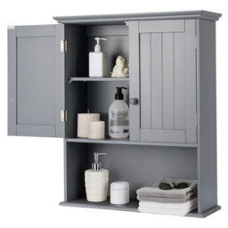 Costway Bathroom Storage Cabinet Wall Mounted Vanity Storage Cupboard W/ Adjustable Shelf