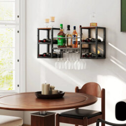 Wall Mounted Wine Rack Hanging Wine Rack With Glass Holder - thumbnail 7