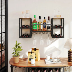 Wall Mounted Wine Rack Hanging Wine Rack With Glass Holder - thumbnail 4