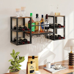 Wall Mounted Wine Rack Hanging Wine Rack With Glass Holder - thumbnail 3
