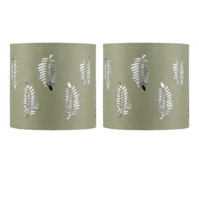 First Choice Lighting Set Of 2 Fern - Sage Green Cut Out 15.5Cm Table Lamp Shades - image 1